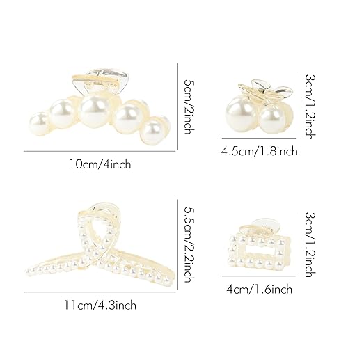 Miniatura 6 de inSowni Paquete de 7 pinzas de plástico perlado para el cabello, pasadores antideslizantes de lujo, elegantes pinzas de agarre para el cabello,