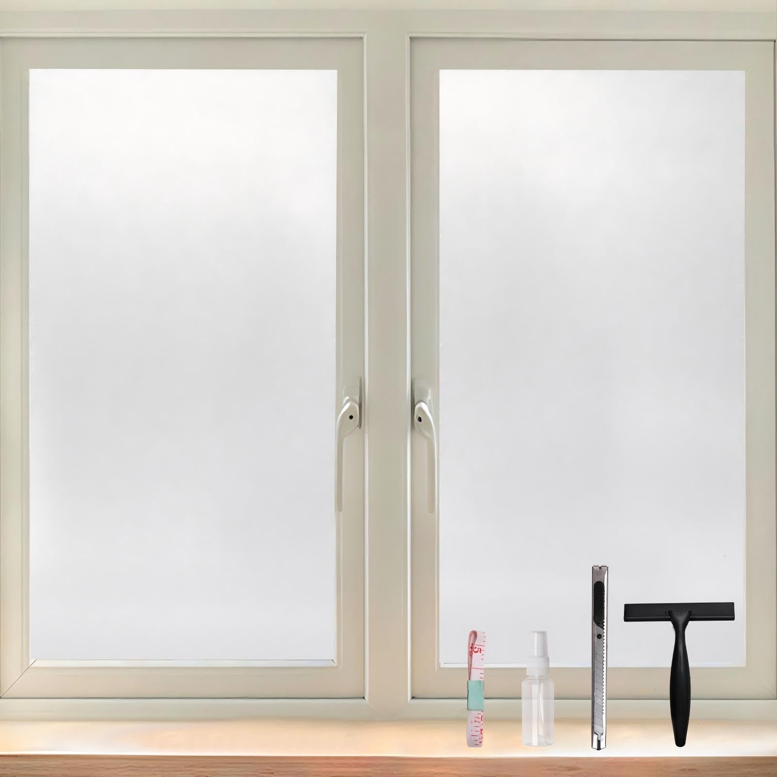 Cjytrinova White Frosted Window Privacy Film, All-Day Opaque Privacy (44.5*300Cm)