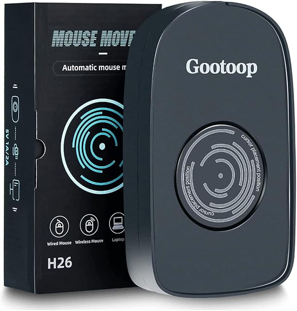 Gootoop Mouse Jiggler Mechanical 2022 Upgraded, Undetectable Mouse Mover with ON/OFF Switch & USB C Adapter, No Software, Driver Free, Random Movement, Whisper Quiet, Keeps PC Active