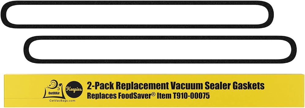 Upper and Lower Gasket Replacements for FoodSaver (2 Foam Gaskets) - Fits V2200, V2400, V2800, V3000, V3200 Series Vacuum Sealers (Replaces Food Saver T910-00075) by OutOfAir