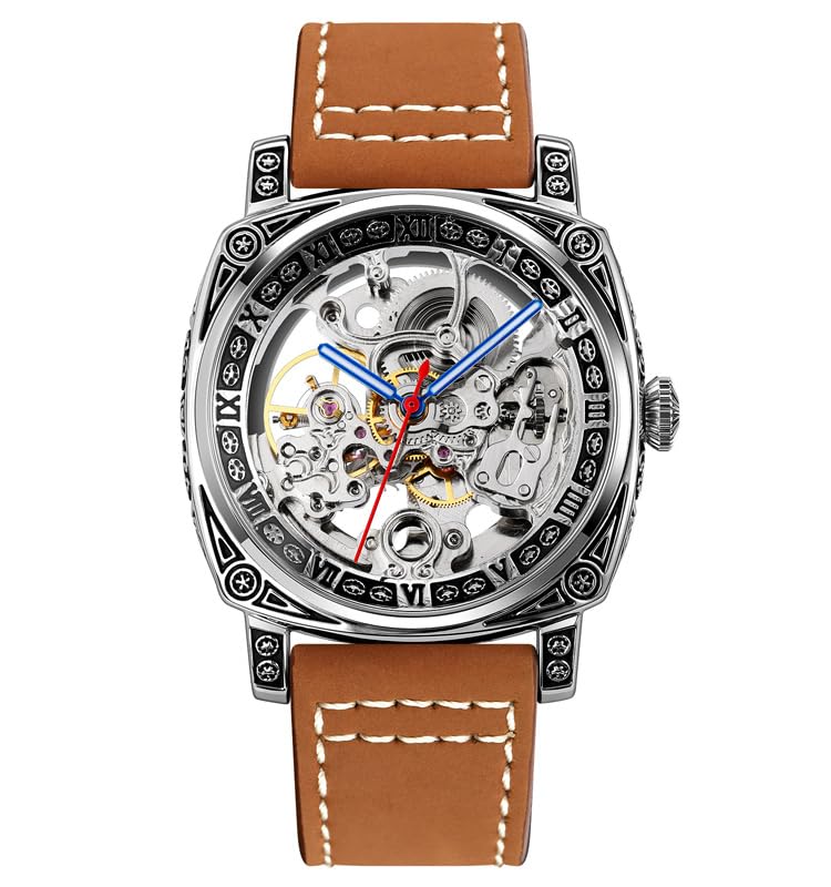 SKMEI 9271 Mens Automatic Digital Watch, 30M Water-Resistant, Zinc Alloy Case, Leather Band, Glass Crystal, 42mm Case Width (9271, Brown) (B0DFT3QRQS) Amazon Price History, Amazon Price Tracker