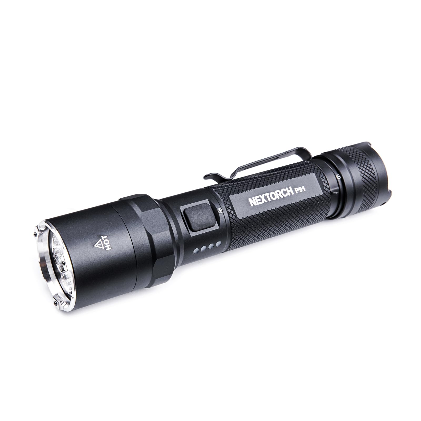 NEXTORCH P91 Tactical Flashlight High Lumens, 5000 Lumens Dual Switch Rechargeable Flashlight with 6 Modes & Strobe & Ceramic Glass Breaker for Night