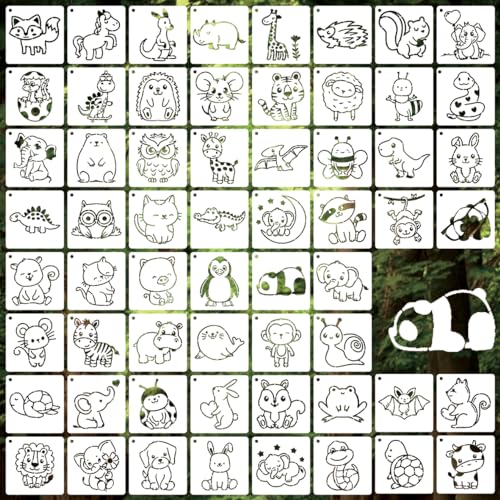 60 Pieces Cute Baby Shower Stencils for Painting, 3 Inch Onesie Stencil Reusable, Boy Girl Shirt Fabric Stencils Small Animals Pattern Templates for Painting Onesies Bibs Bodysuit Bags Shoes