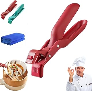 Scarcelye Hot Plate Gripper - Hot Plate Grippers Lifters Tongs, Multi-function Anti-Scald Bowl Clip,Silicone Non-slip Hot Dish Plate Holder, Kitchen Utensil for Bowls, Pans and Dishes (Red)