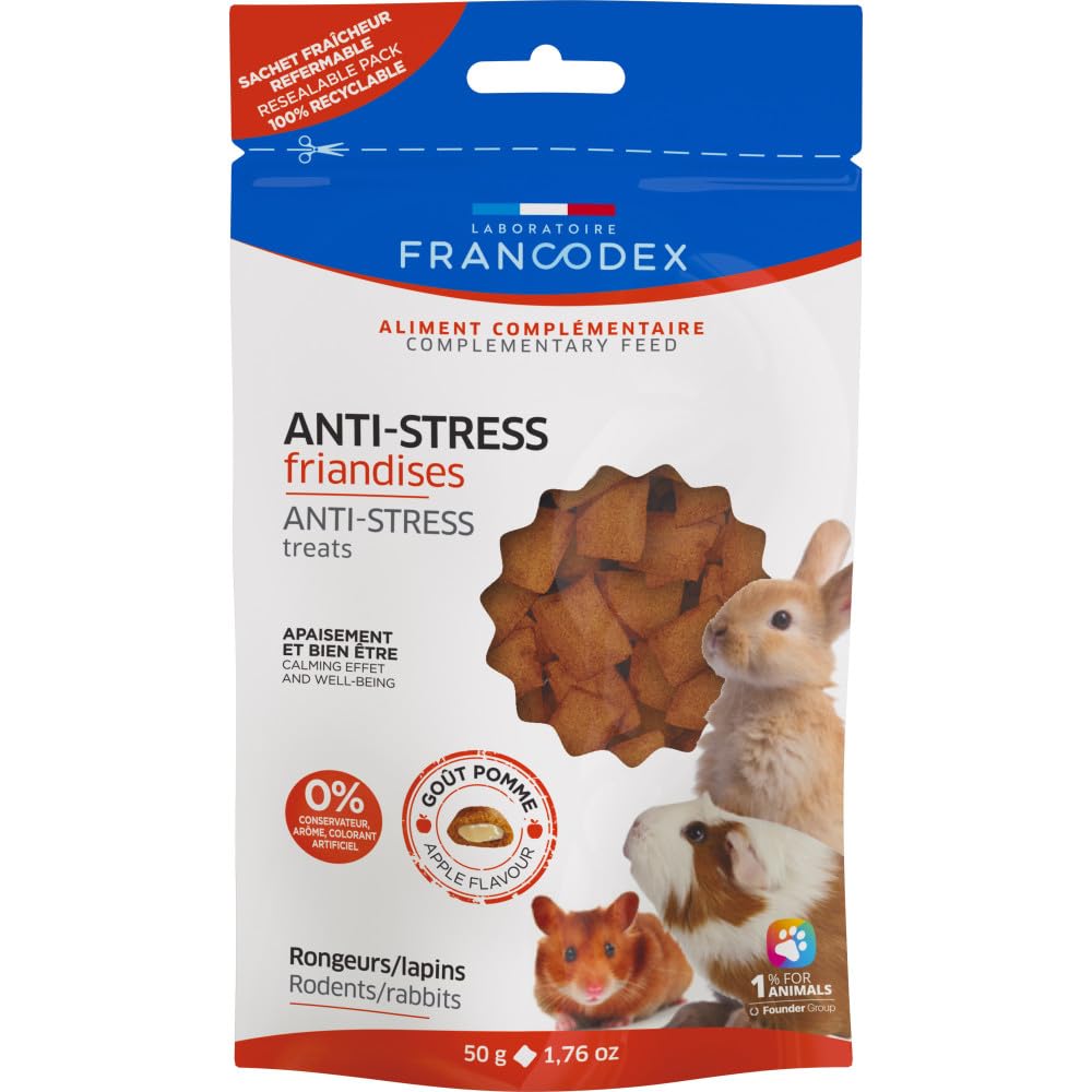 Francodex - Anti-Stress Apple Flavour Treats 50g for Rodents and Rabbits
