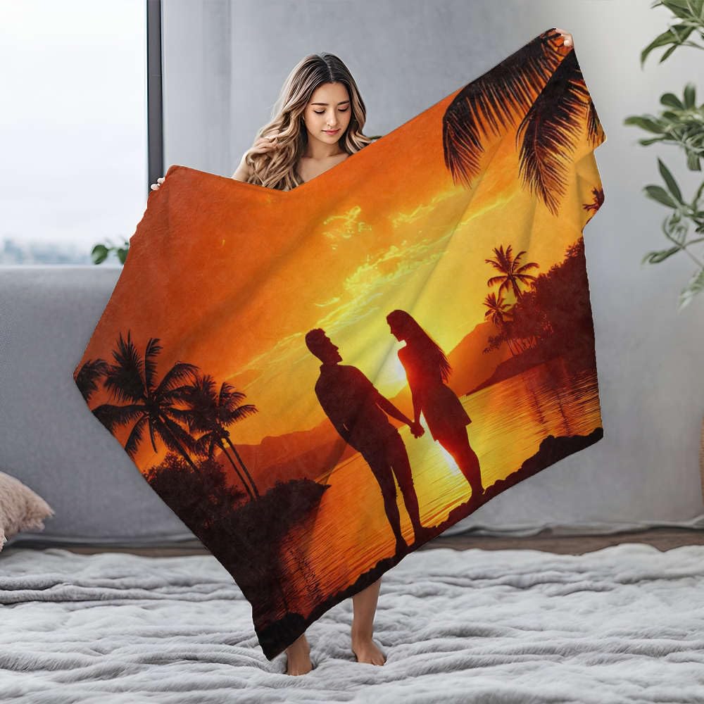 Couverture pour lit couple plaid flanelle doux ocean 150x200cm