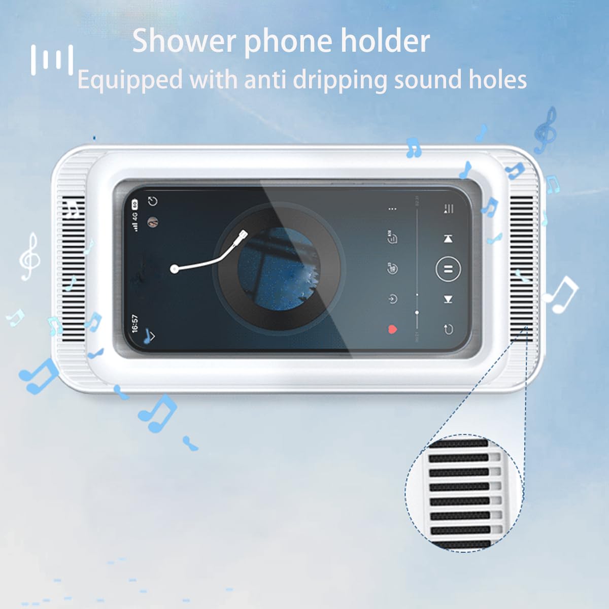 Funda impermeable y antivaho para baño con rotación de 360 grados (blanco)