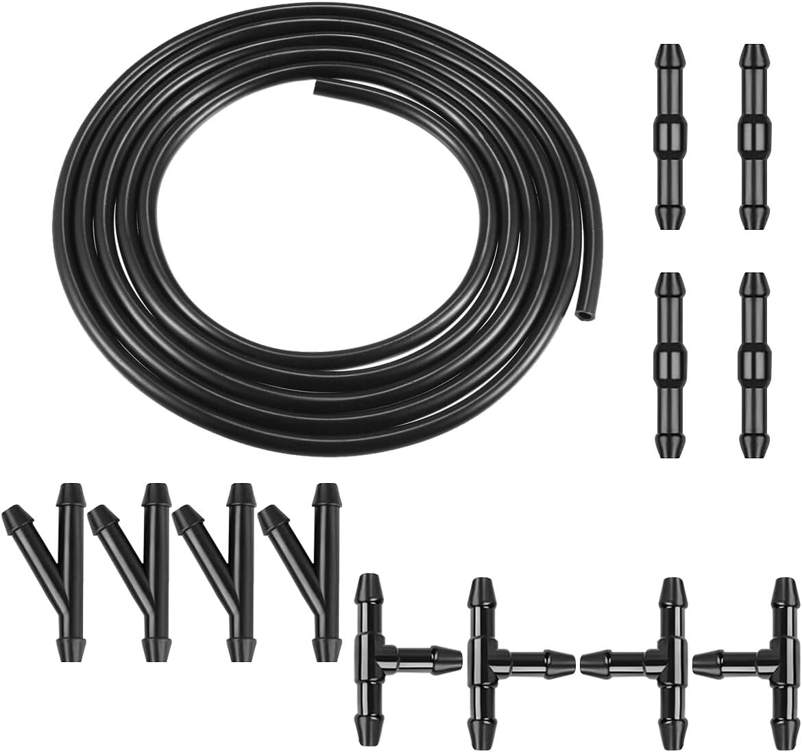 13PCS Car Windshield Washer Hose Kit, Includes 12 Hose Connectors and 1 4M Washer Fluid Hose, Windshield Repair Kit, Universal Accessories for Connect Water Pump and Nozzle