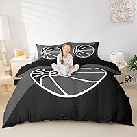 Vista 13 de Feelyou Eat Sleep - Juego de ropa de cama de baloncesto para niñas y niños, funda de edredón de baloncesto, funda de edredón para jugadores, funda