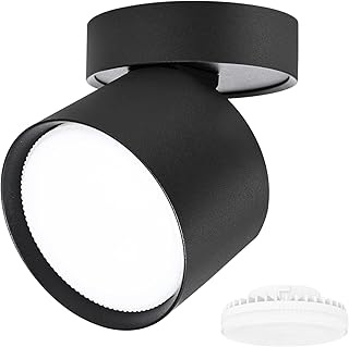 KYOTECH Foco LED de superfície preto rotativo Ø84x80mm, Lâmpada 6W GX53, Plafão interior branco quente 3000K 550LM