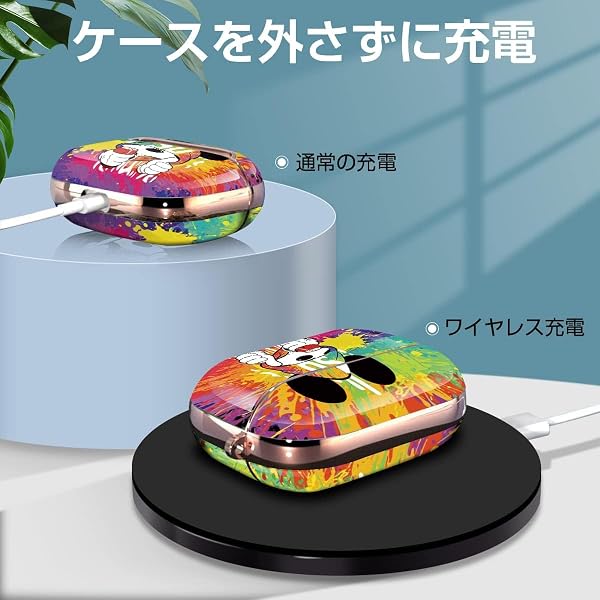 for AirPods Pro ケース キャラクター ケース 可愛い おしゃれ エアポッツプロ カバー カラビナ付き ワイヤレス充電対応 耐衝撃 キズ防止/防水/防塵 airpods pro 専用 - 5
