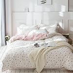 Ensemble de confort rayé Queen Rose Soft Luxury Laved Microfibre Jacquard 3 Ensemble de literie en pièces, blanc rose vert rayures verticales motif confort avec 2 Étagères Respirant Comfy Durable