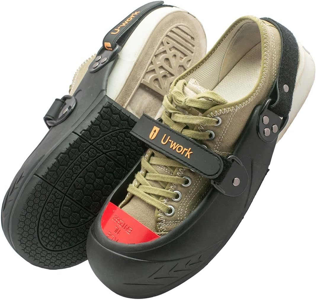 Double Hook and Loop Straps Safety Overshoes Steel Toe Caps, Titanium Aluminum Alloy Toe Shoe Covers, Steel Toe Covers, Slip Resistant Alloy Toe Overshoe, Visitor Safety Overshoe, Size M, Color Red