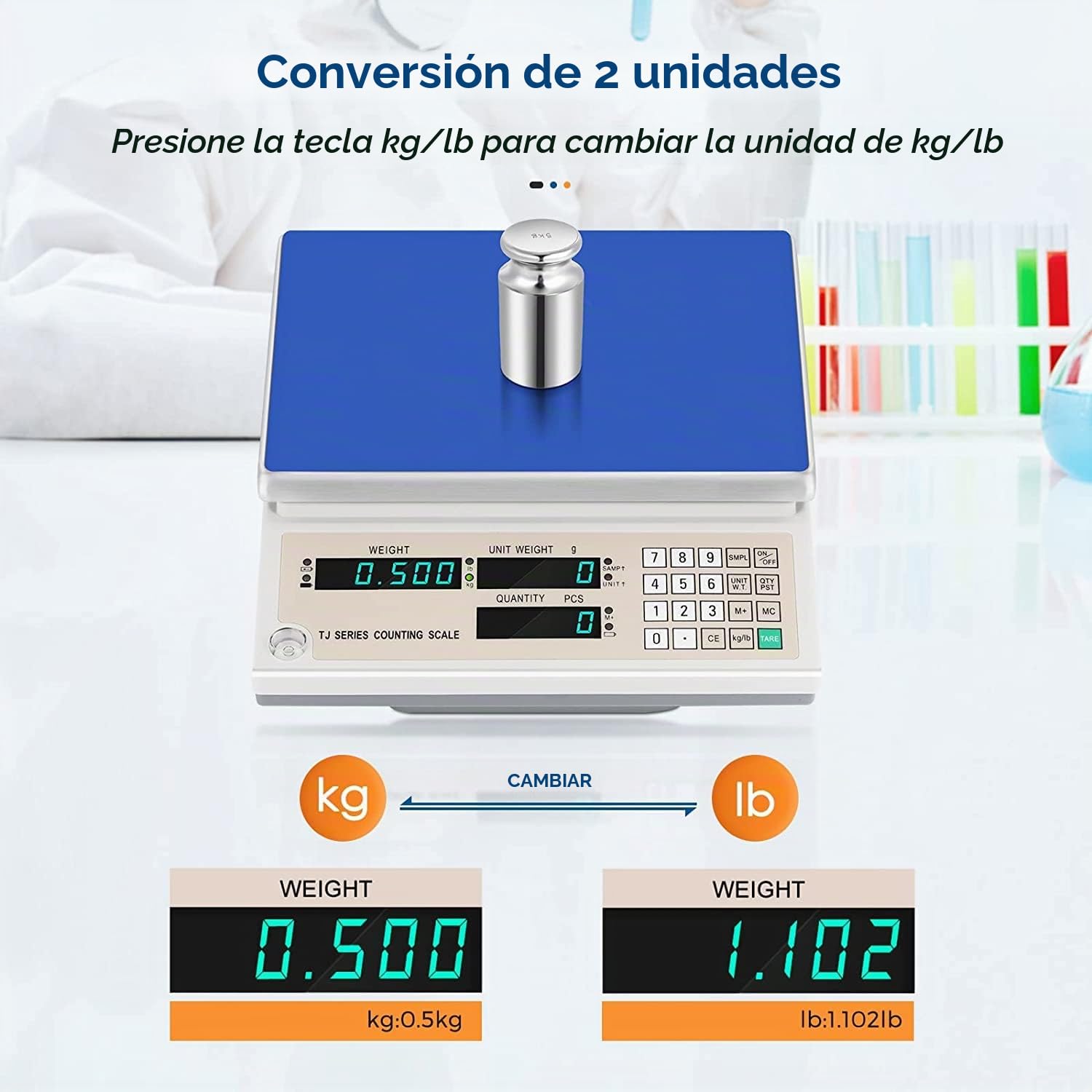 Bonvoisin - Báscula digital industrial de conteo 3-15kg / 0.1-1g, conversión de unidades kg/lb (30kg/66lb, 1g/0.0022lb)
