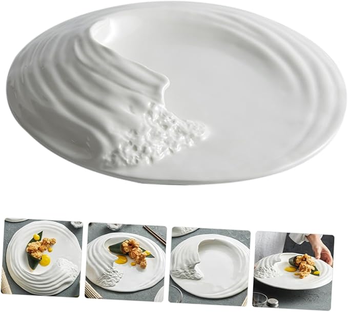 Plato Cerámico Blanco Moderno 24 cm para Servir miniatura 4
