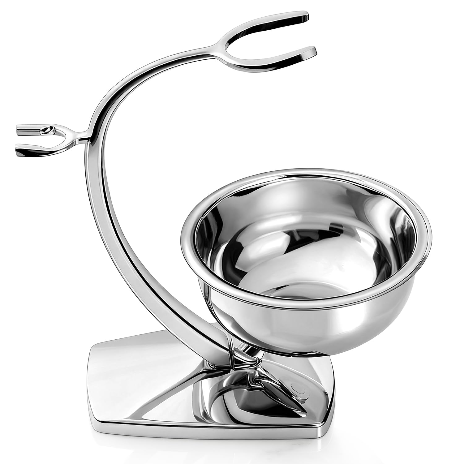 GRUTTI Shaving Bowl and Stand Set with Magnetic Base - 304 Steel Bowl & Chrome-Plated Alloy Stand, All-in-One Storage, Fits Most Razors & Brushes (Bowl & Stand Only)
