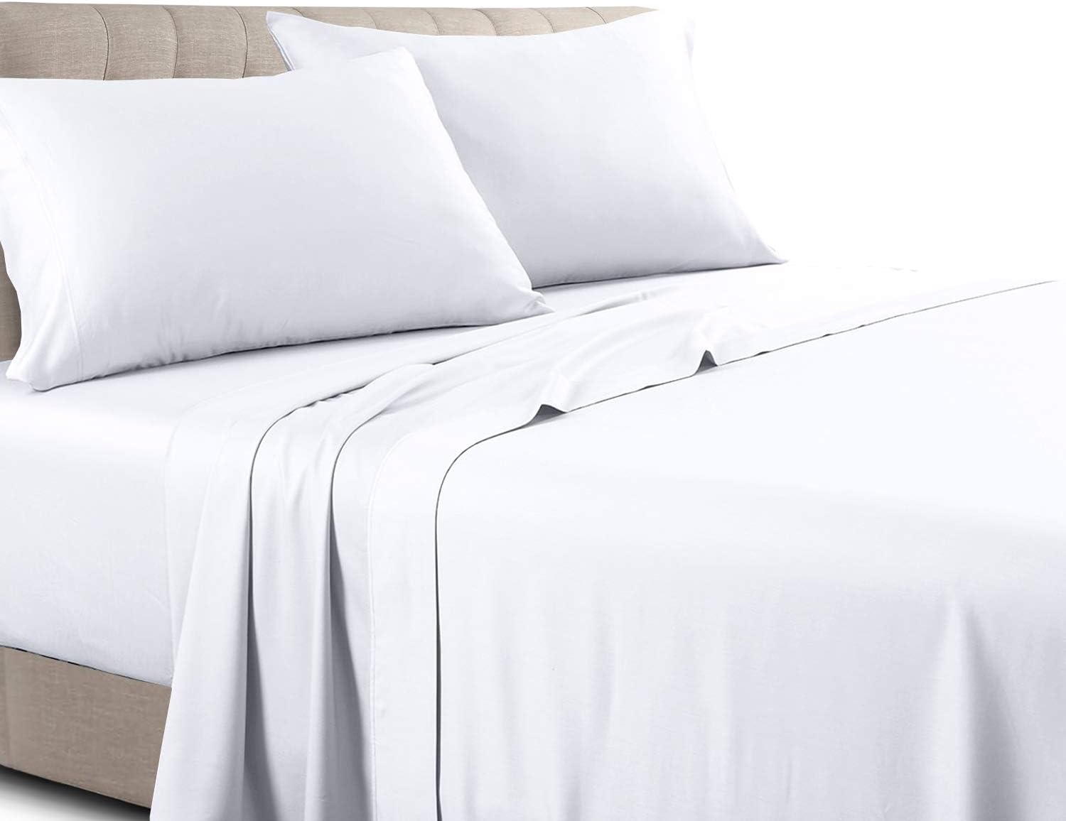 Royal Tradition Solid 300 Thread Count, 100 Percent Cotton 3PC Twin Bed Sheets Set with Deep Pockets, White