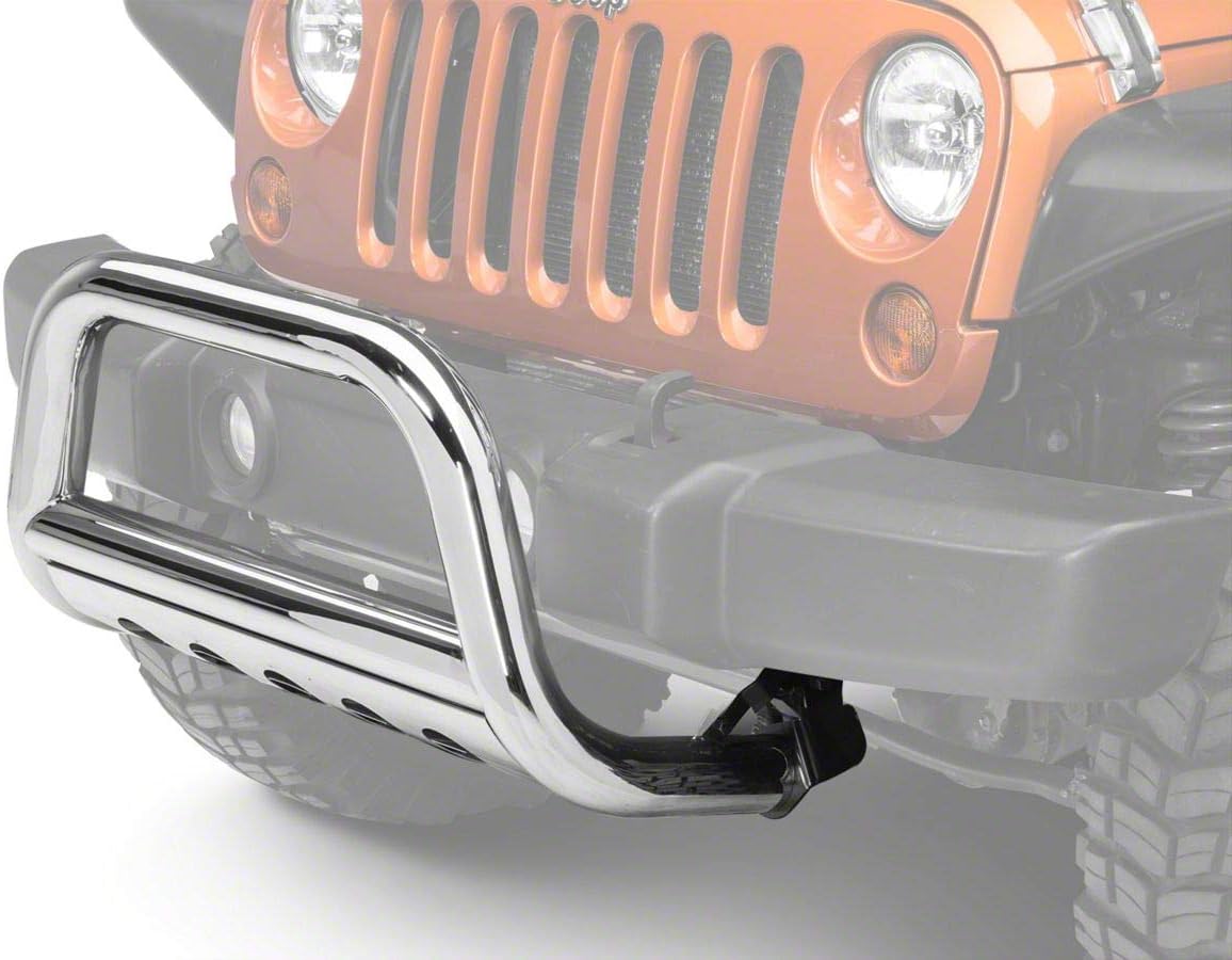 Barricade 3-Inch Bull Bar with Skid Plate; Stainless Steel Compatible for 10-18 Jeep Wrangler JK