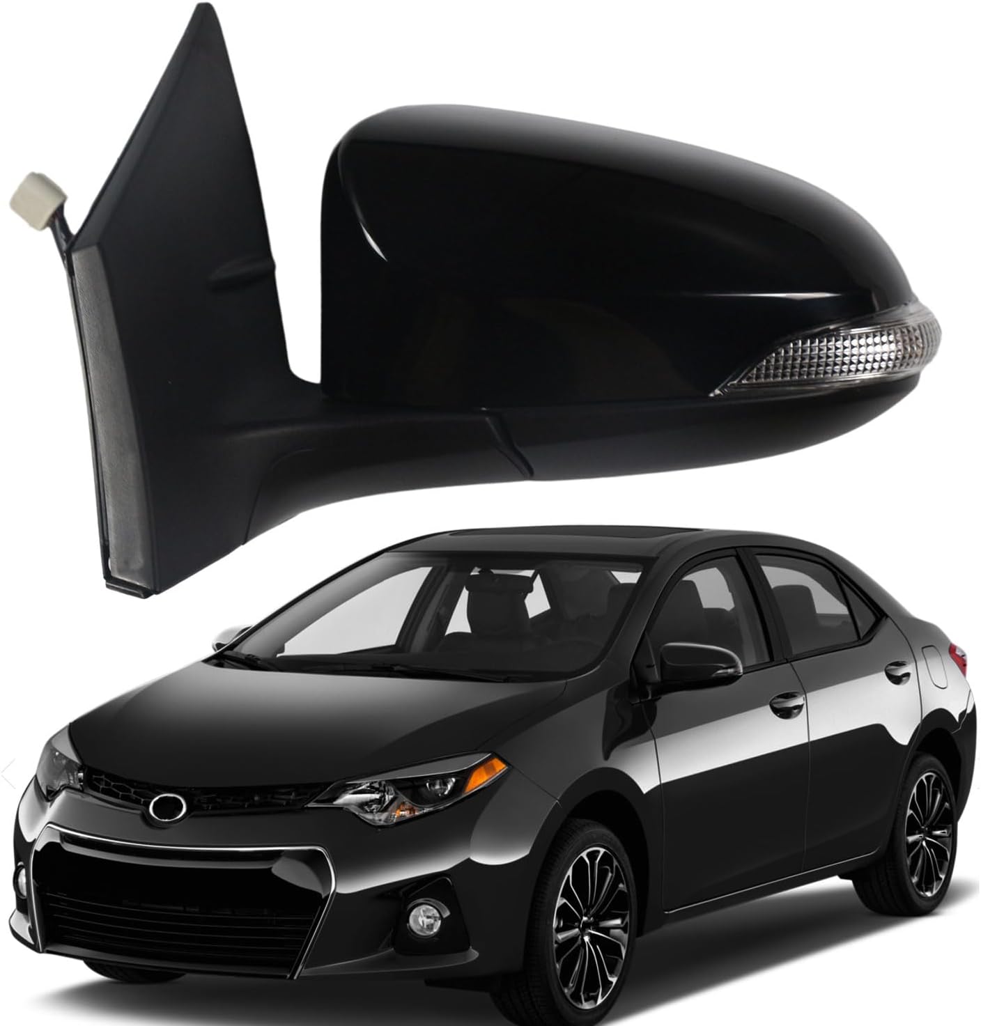 Marretoo for Toyota COROLLA Side Mirror Driver Side(LH) BLACK Assembly 2014 2015 2016 2017 2018 | Power | Heated | Turn Signa| ReplacementTO1320295 for Toyota COROLLA Accessories