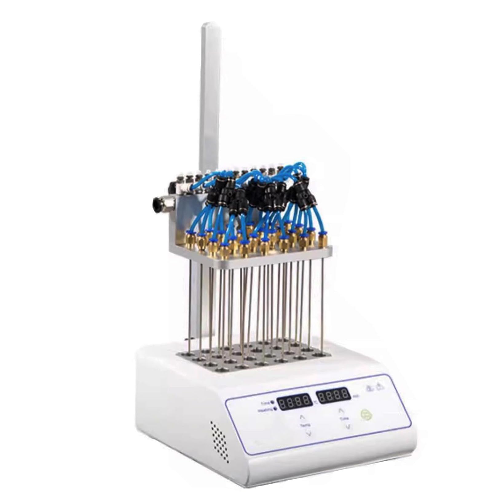 Concentrador de muestras de nitrógeno, evaporador de muestras de Laboratorio con Altura Ajustable, ajustes de Temperatura de Tiempo, para Laboratorio (24holes)