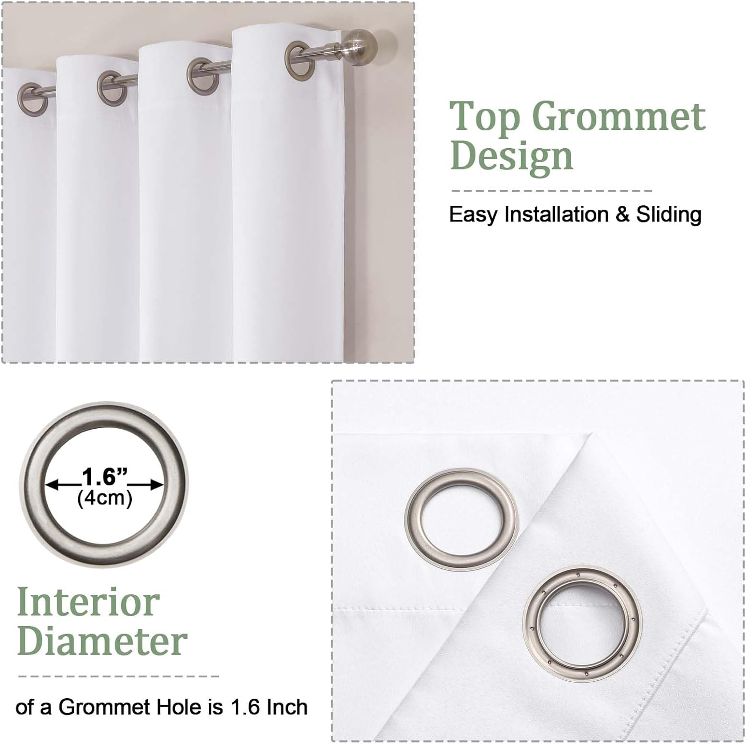 OWENIE White Curtains 84 Inches Long 2 Panels for Bedroom Living Room, Thick Privacy Fabric Thermal Insulated Grommet Top Drapes, Soundproof Energy Saving Room Darkening Panels, 2 Pcs Each 50"W x 84"L