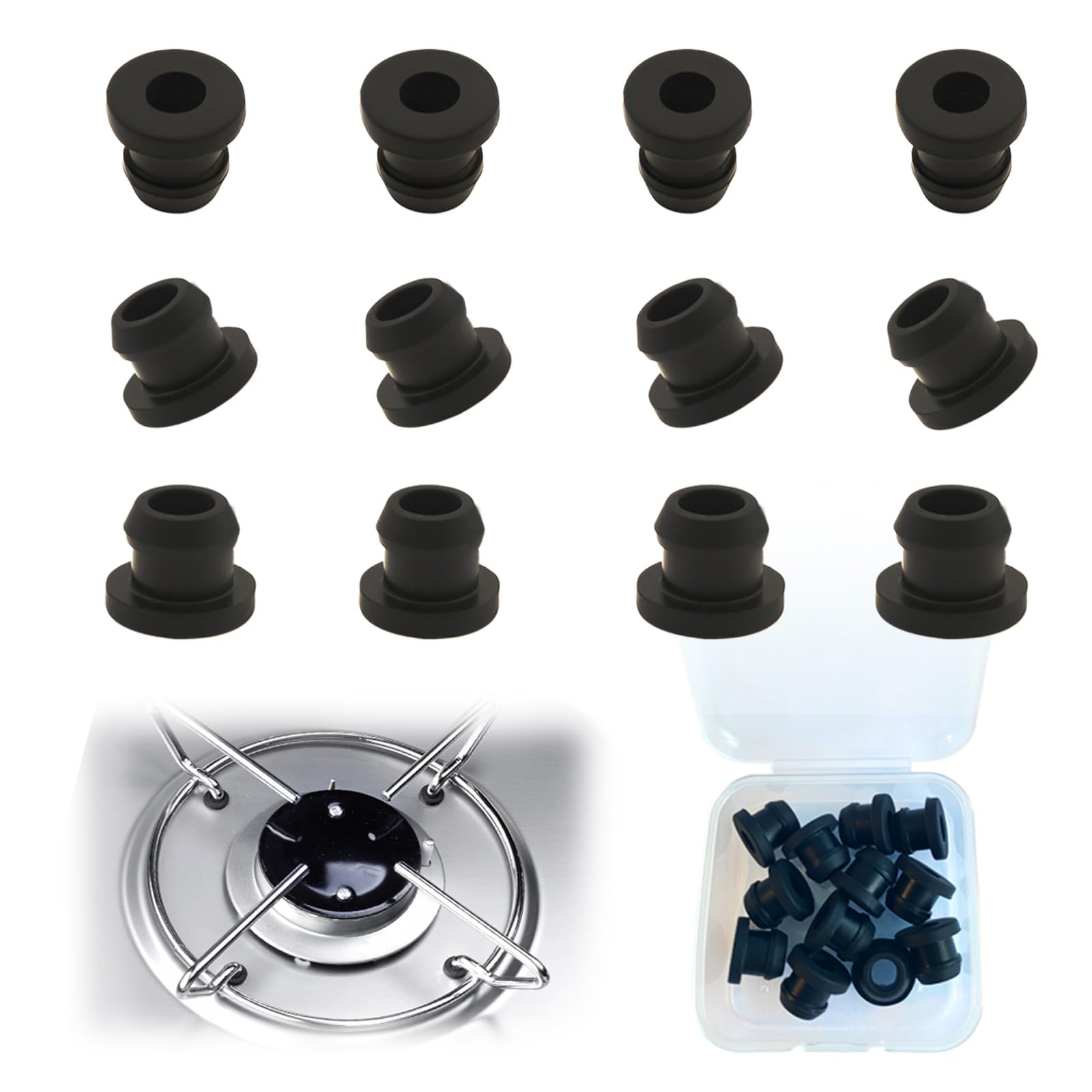 NEODTX pannendragerrubberdoppen, 12 stuks rubberen voetjes, rubberen doppen voor potsteunen, Dometic Smev en Thetford met 5 mm staven, roestrubberen voeten, camperuitrusting, accessoires voor camper