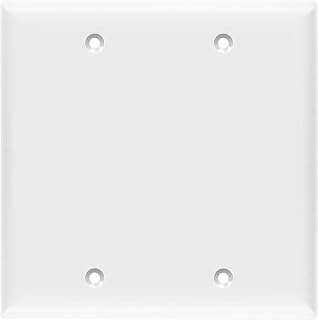 Four Bros Blank Wall Plate Cover, Faceplate, Thermoplastic/Nylon Outlet Cover, Standard Size, Cover Unused Phone Jacks, Electrical Boxes, Receptacles, Electric Outlets, White (1, 2-Gang)
