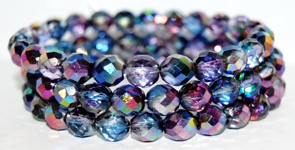 100 pcs Fire Polished Round Faceted Beads, Crystal 95600 (30 95600), Glass, Czech Republic, Size 10 mm (0.39 in)