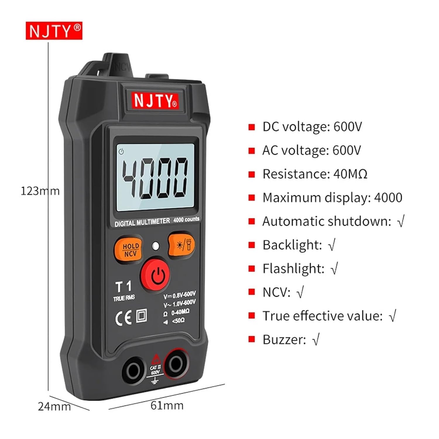 Digital Multimeter 4000 Counting AC/DC Voltmeter