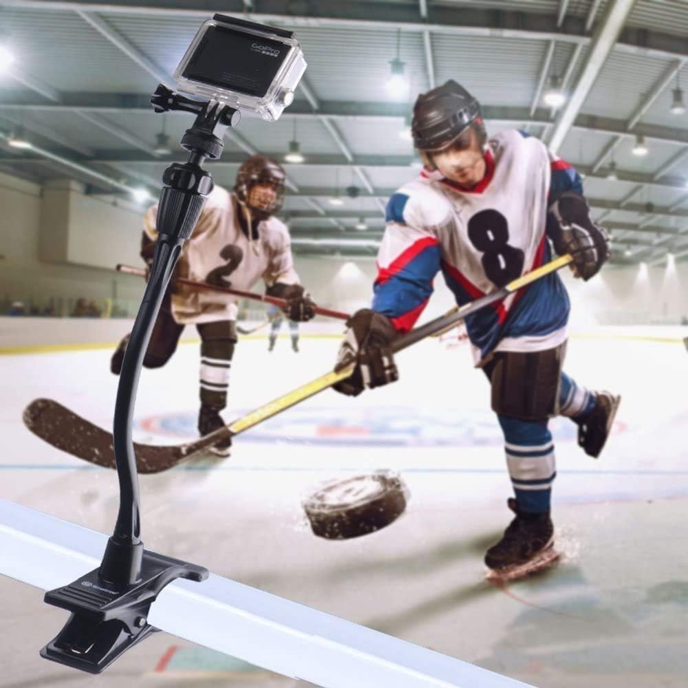 Smatree Jaws Clamp Mount used during a hockey game