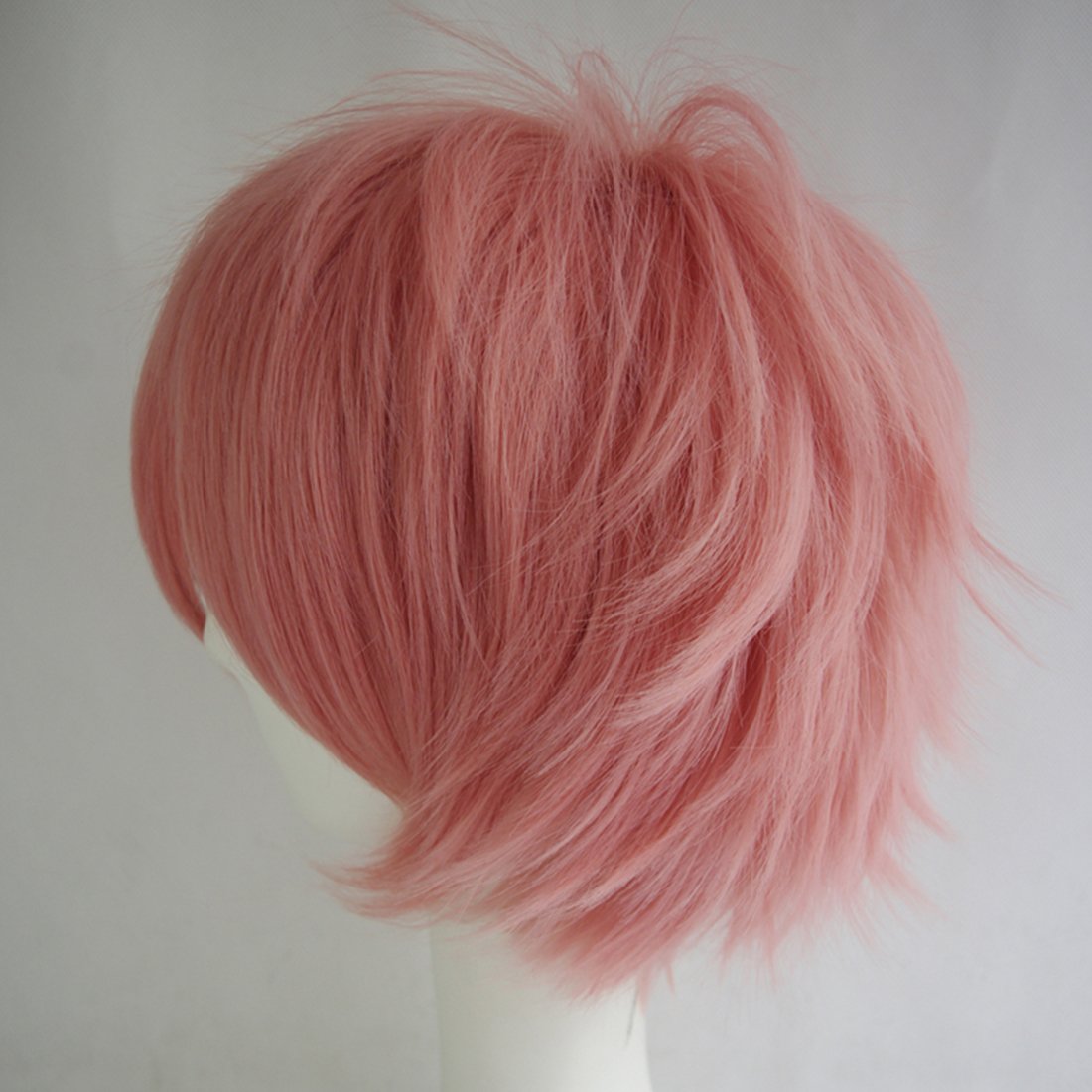 Alacos Short Pink Spiky Layered Anime Cosplay Costumes Wig for Sayori+Cap image 2