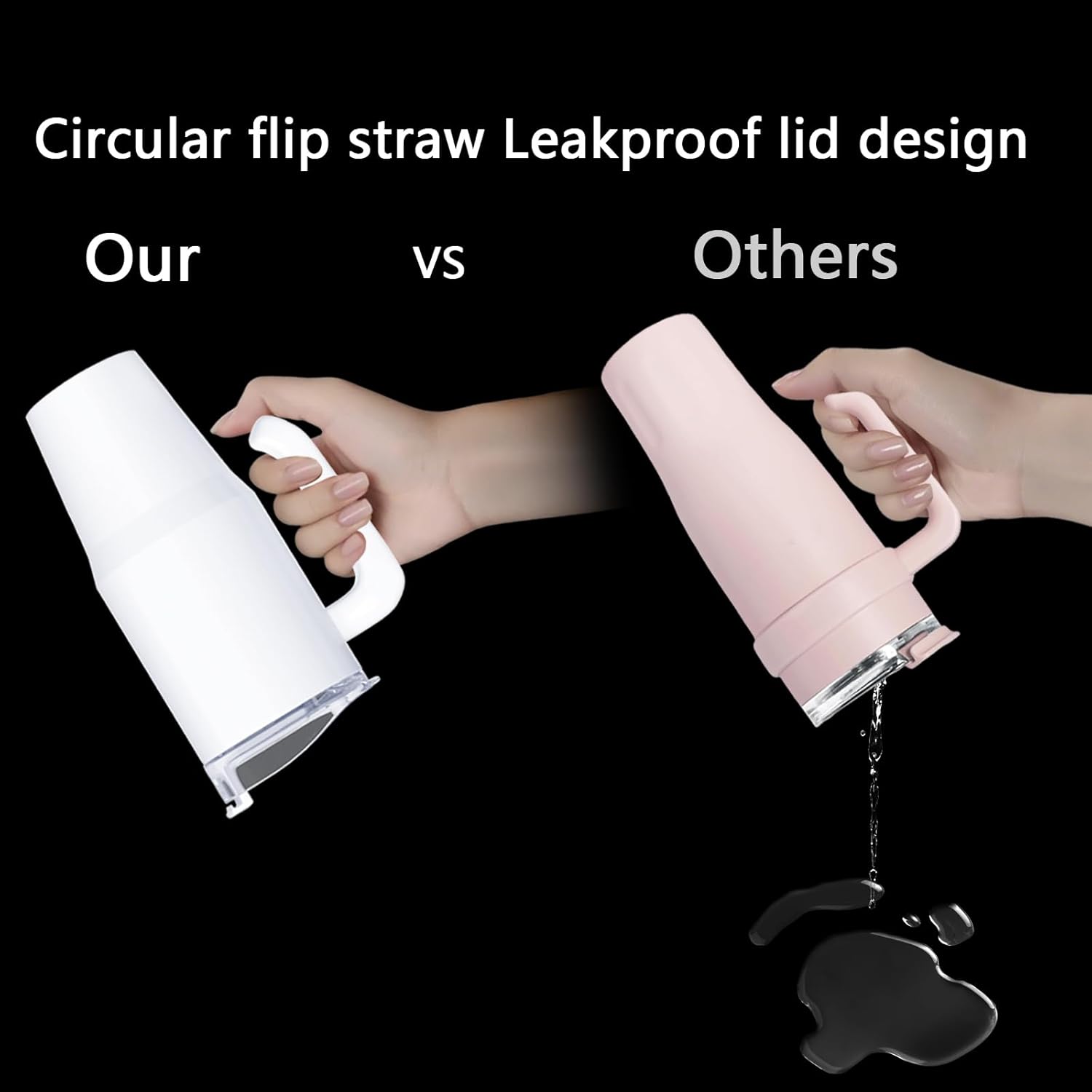 12pcs 20oz Sublimation Tumbler with Handle, Stainless Steel Tumbler with Lid and Straw &Brush Double Wall Vacuum Reusable Sports Water Bottle with Handle Travel Coffee Mug - Image 4