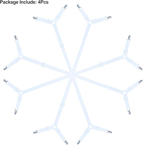 Vista 9 de Sujetadores para sábana de cama - 2 vías ajustables, tiras cruzadas, sujetadores de esquina de sábana, clips, pinzas, banda elástica para sábana