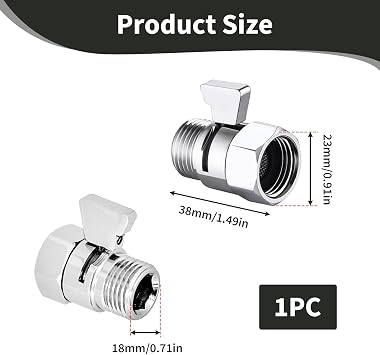 G1/2 Shower Hose Shut Off Valve, Shower Head Flow Control Valve, Leakproof Inline Stop Valve for Handheld Shower Heads Bidet Sprayers Toilet Sprayers Hose Attachments Bathroom Accessories