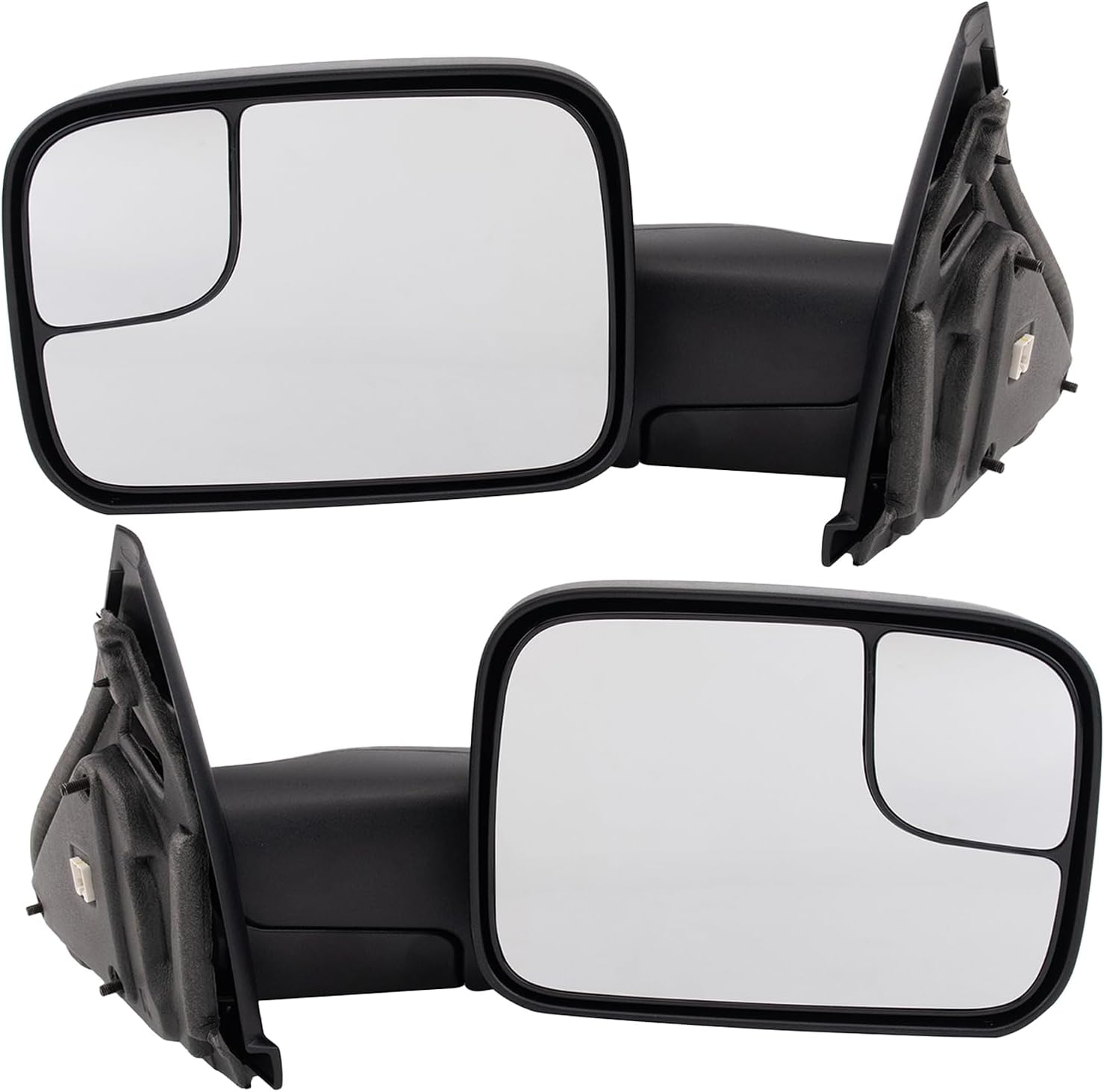 Trail Ridge Towing Mirror Set 2 Piece Power Heated Manual Folding Textured Flip Up Compatible with 2002-2009 Dodge Ram 1500 2002-2009 Ram 2500 2002-2009 Ram 3500