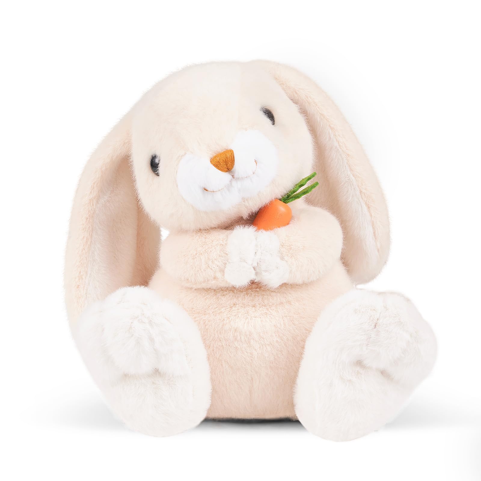 Giant bean Microwave Heating Pad for Period Cramps, 10.4'' Bunny Heating Pad Stuffed Animal with Heatable & Freezable Clay Beads, Easter Plush Toy Gift for Boys & Girls (Cream White)