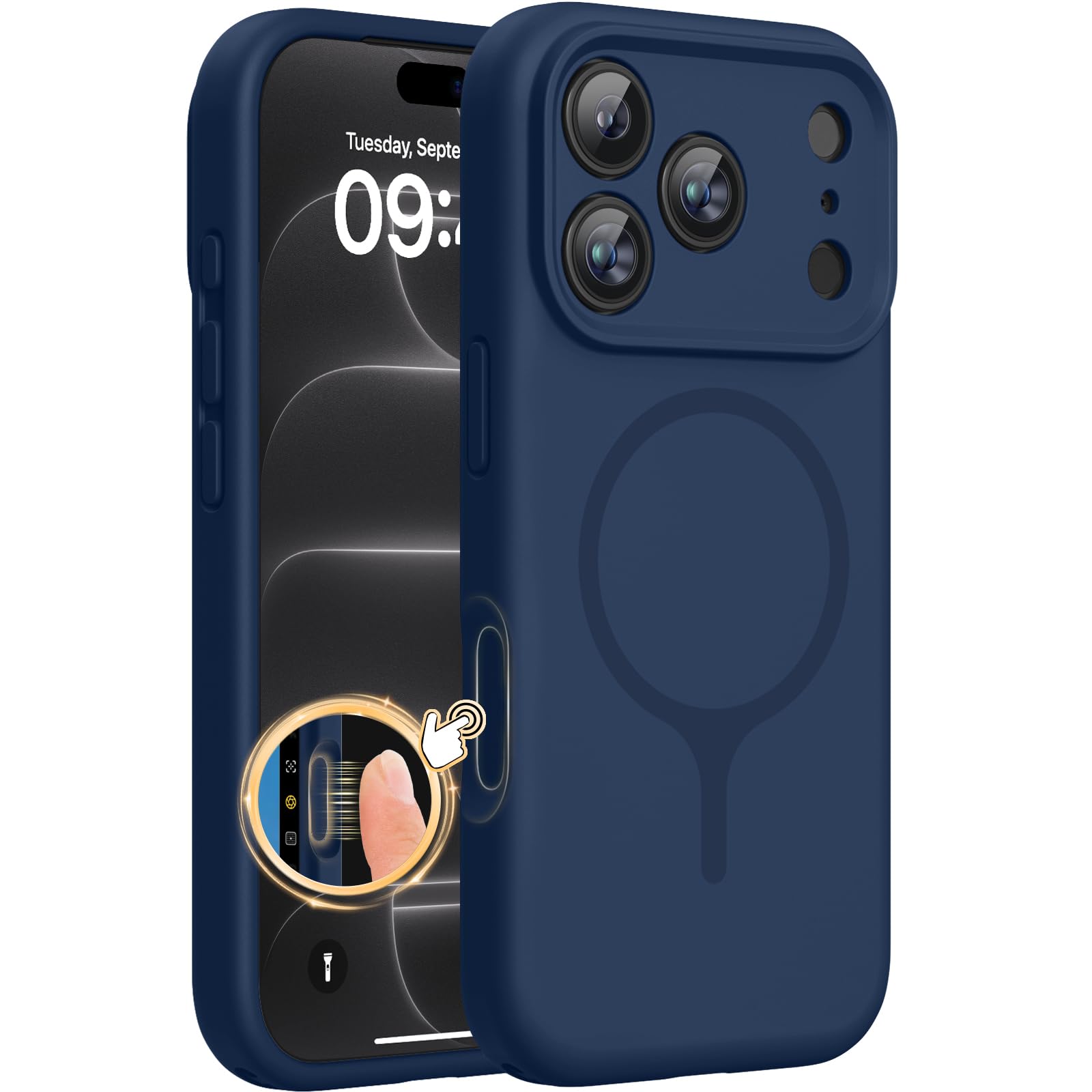 Miracase Silicone &amp; Magnetic for iPhone 18 Pro Max Case, Dark Blue