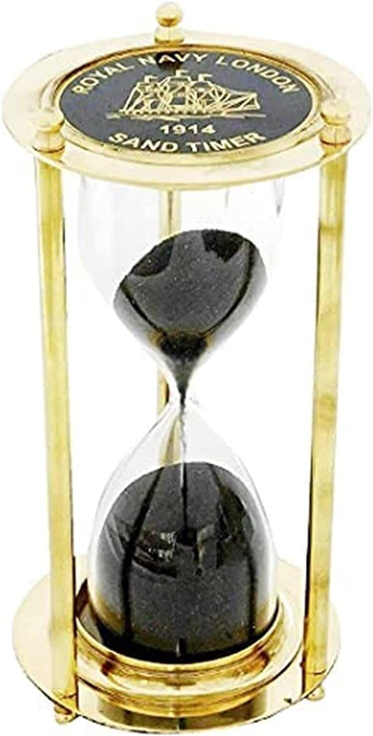 ALI Nautical Handmade Antique Brass Stand Hourglass Timer Royal Navy London Timer Home & Kitchen Decor Timer Gift Timer