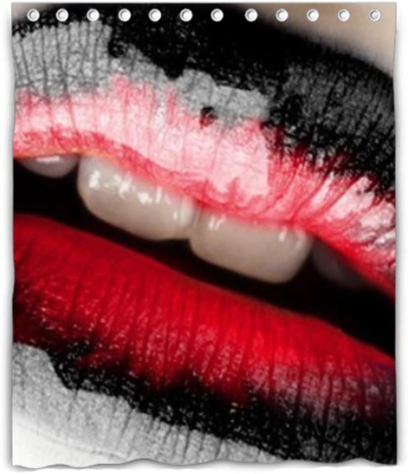 Sexy Red black hot lips Blackout Window Curtain Polyester Fabric Bedroom Window Curtain With Hooks 52 x 63 inch