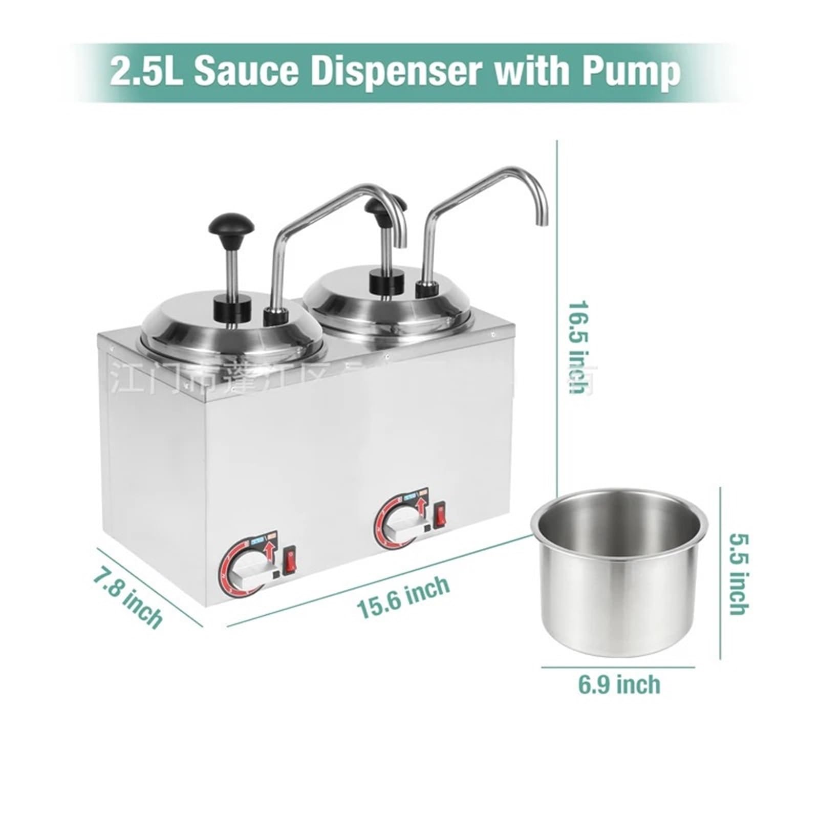 Máquina calentadora comercial de 2 ollas, bomba de caramelo caliente, dispensador de salsa de Chocolate, máquina dispensadora de calentador de queso Nacho