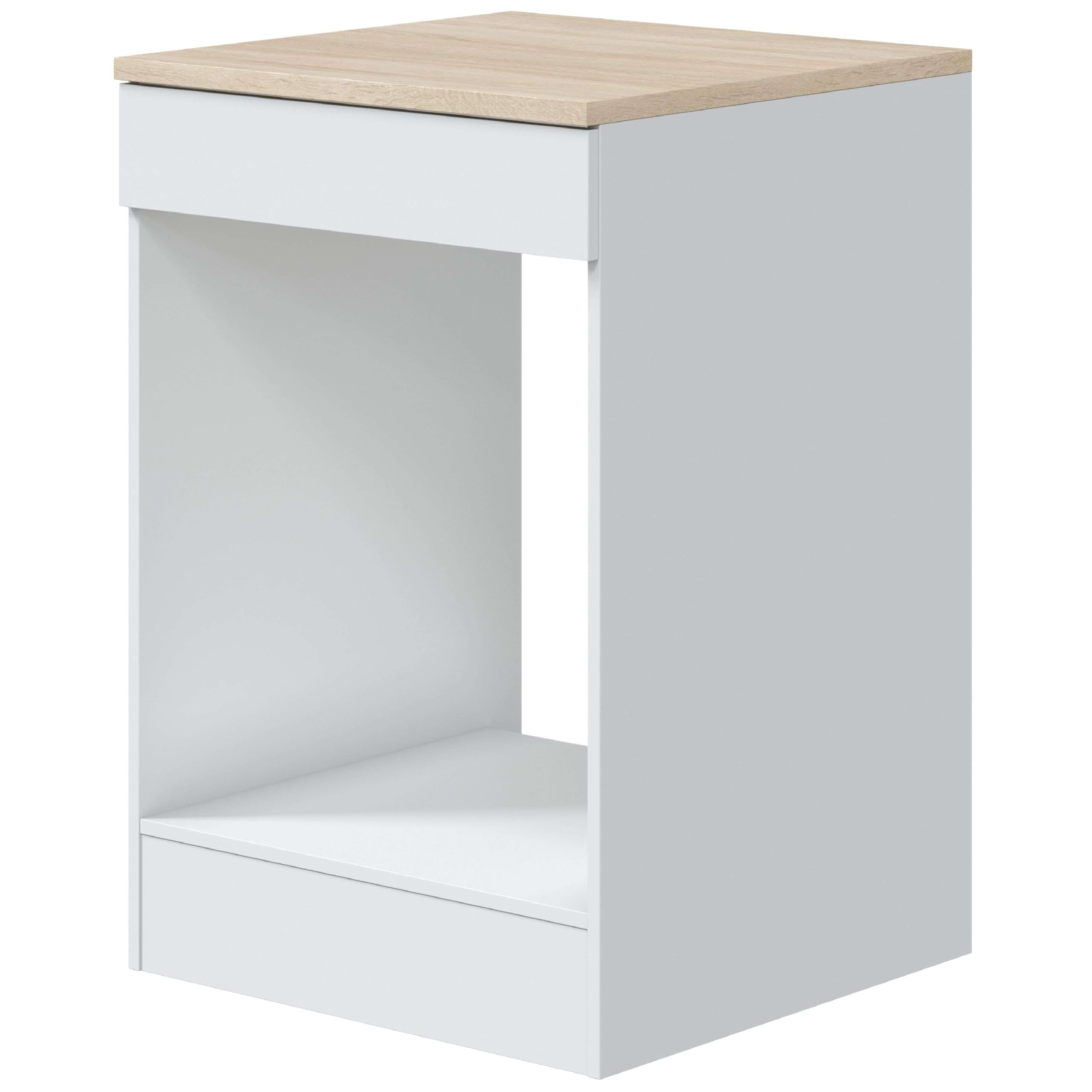 Bricohabitat Módulo Cocina Kira con Hueco para Horno Estándar Moderno Blanco Brillo y Roble Canadian 60x90x60 cm