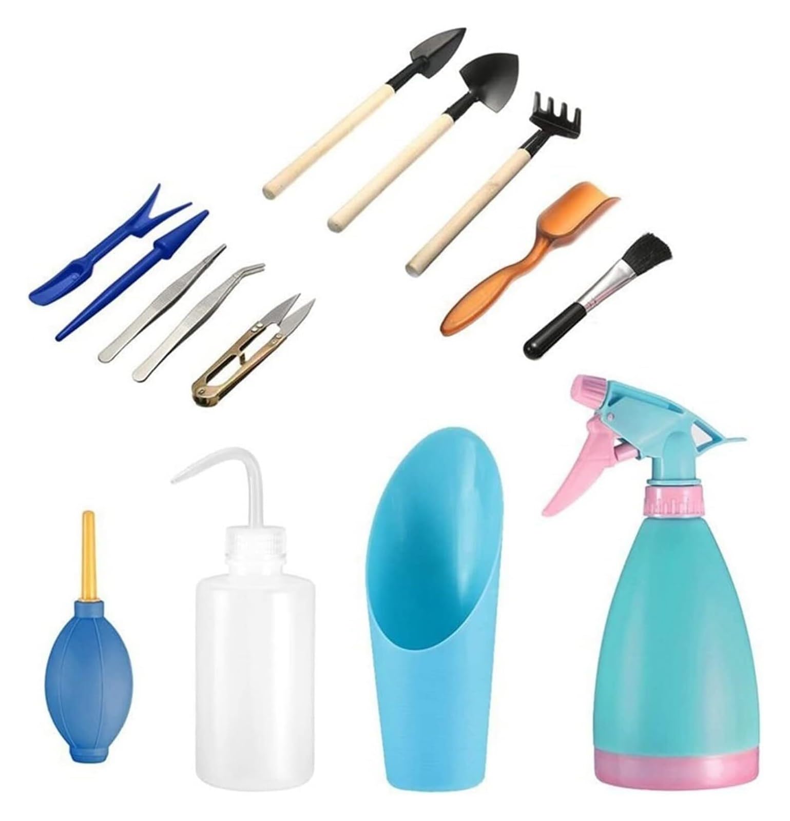 Gartengeräte, Gartenschaufel, Kellenset, 14-teiliges Garten-Handwerkzeug-Set for Sukkulenten, Wasserkocher, Transplantation, Miniatur-Unsterblichkeits-Garten-Handwerkzeug-Set