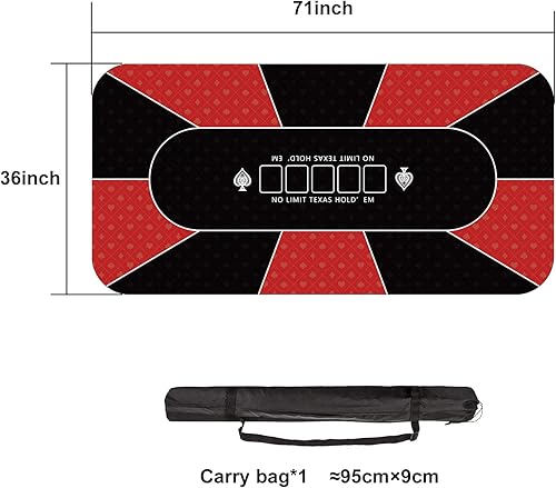 Miniatura 74 de YUZPKRSI Texas Hold'em - Tapete de póquer para 6 jugadores, repelente al agua, portátil, con bolsas de transporte gruesas para juegos de póquer, 47