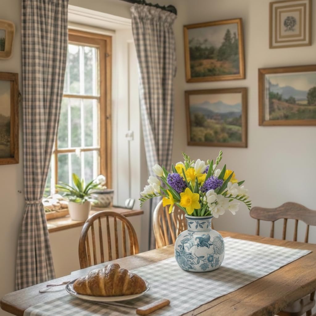 SIDUCAL Blue and White Vintage Vase | 6 Inch Ceramic Chinoiserie Floral | Retro Ice Cracked Blue and White Porcelain Vase for Table, Living Room, Bathroom Decoration, Wedding, Shelf Decor, Mantel - Image 6