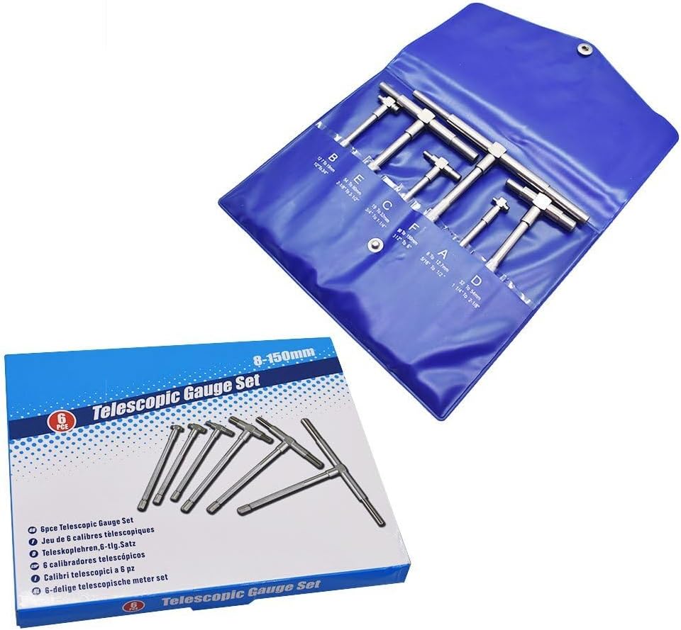 Genuine Telescoping T Bore Gauge 6 pc Cylinder Hole Smooth Gage Professional Set w/Pouch OEM Genuine Replacement