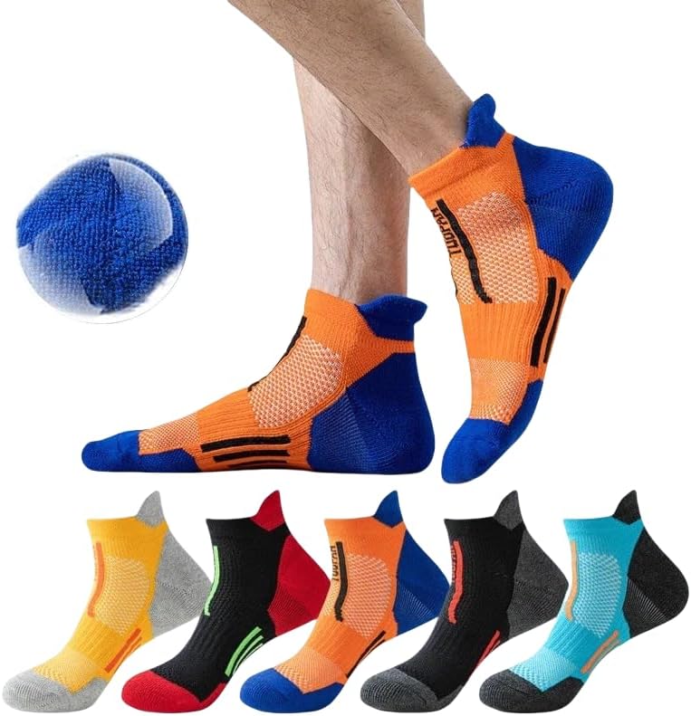 5-Pack Marathon Running Socks for Men, US 5-10, Breathable, Non-Slip, Perfect for Long-Distance Runs