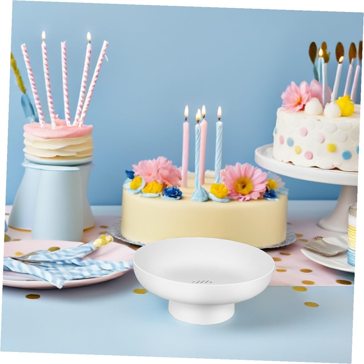 Mipcase 2pcs White Footed Fruit Bowls Multifunctional Small Appetizer Serving Bowls Decorative Pedestal Dessert Display Dish for Kitchen Counter and Tabletop