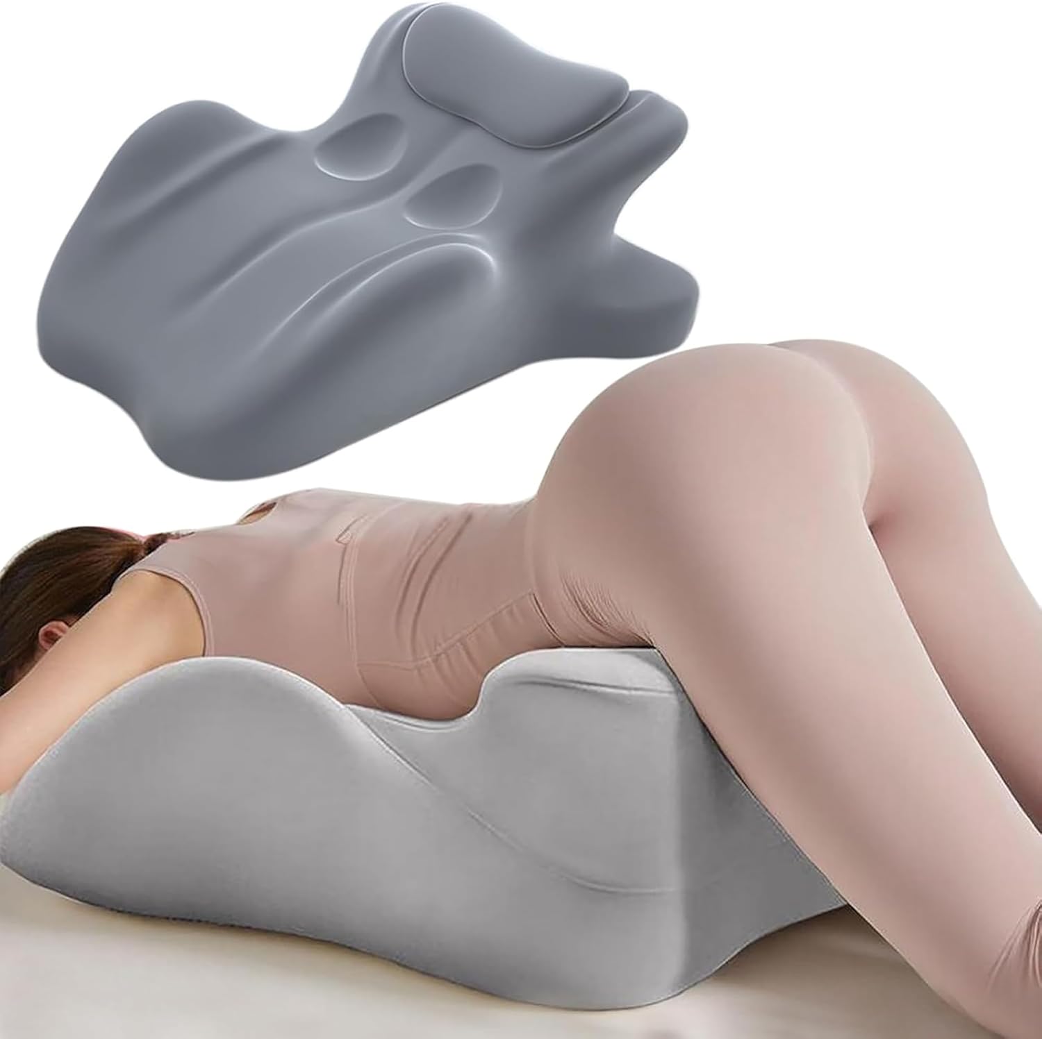 Contoured Support Ergonomic, Memory Foam Wedge Pillow, 27° Angled Support for Waist and Neck, Multi-Position Support Pillow (Grey)