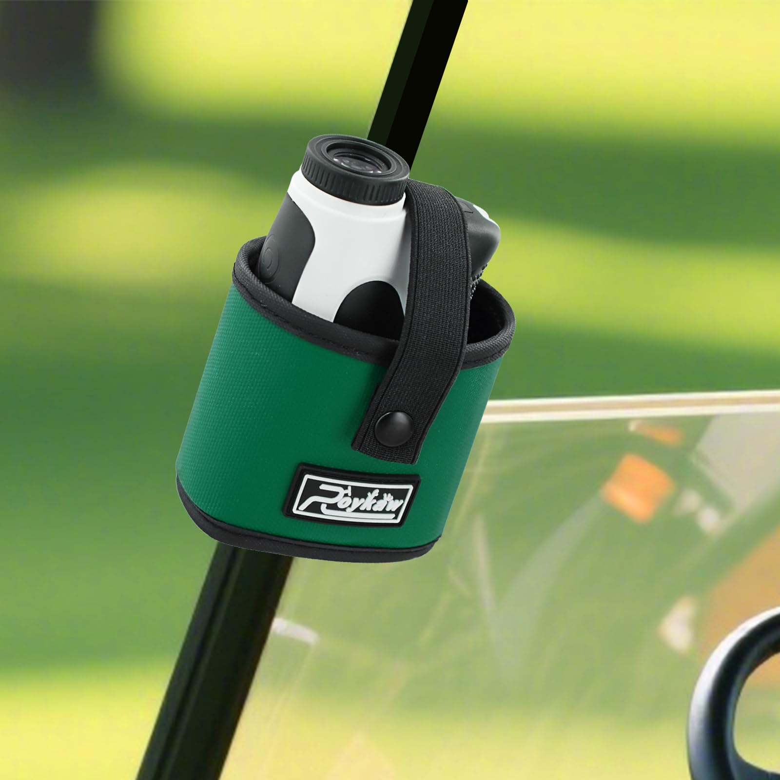 Roykaw Golf Rangefinder Pouch Mount Strap for Golf Cart, Laser Rangefinder Pouch Holder, Golf Push Cart Range Finder Holder, No Drilling Required, Firmly & Suitable Small Items, Fairway Green