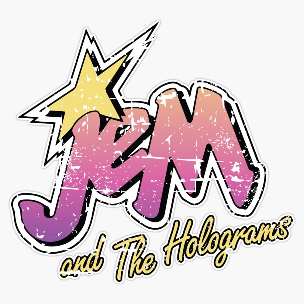 Jem And The Holograms Band Cartoon Misfits Distressed 80S Party Mask Sticker Bumper Sticker Vinyl Decal 5"